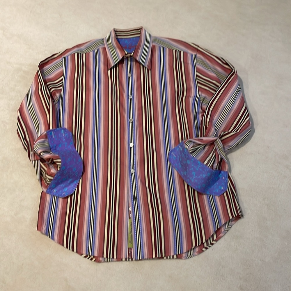 HOT DAY DEAL SALE- ROBERT GRAHAM striped shirt size XL